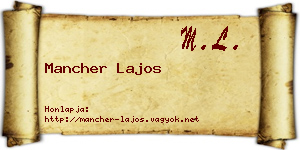 Mancher Lajos névjegykártya